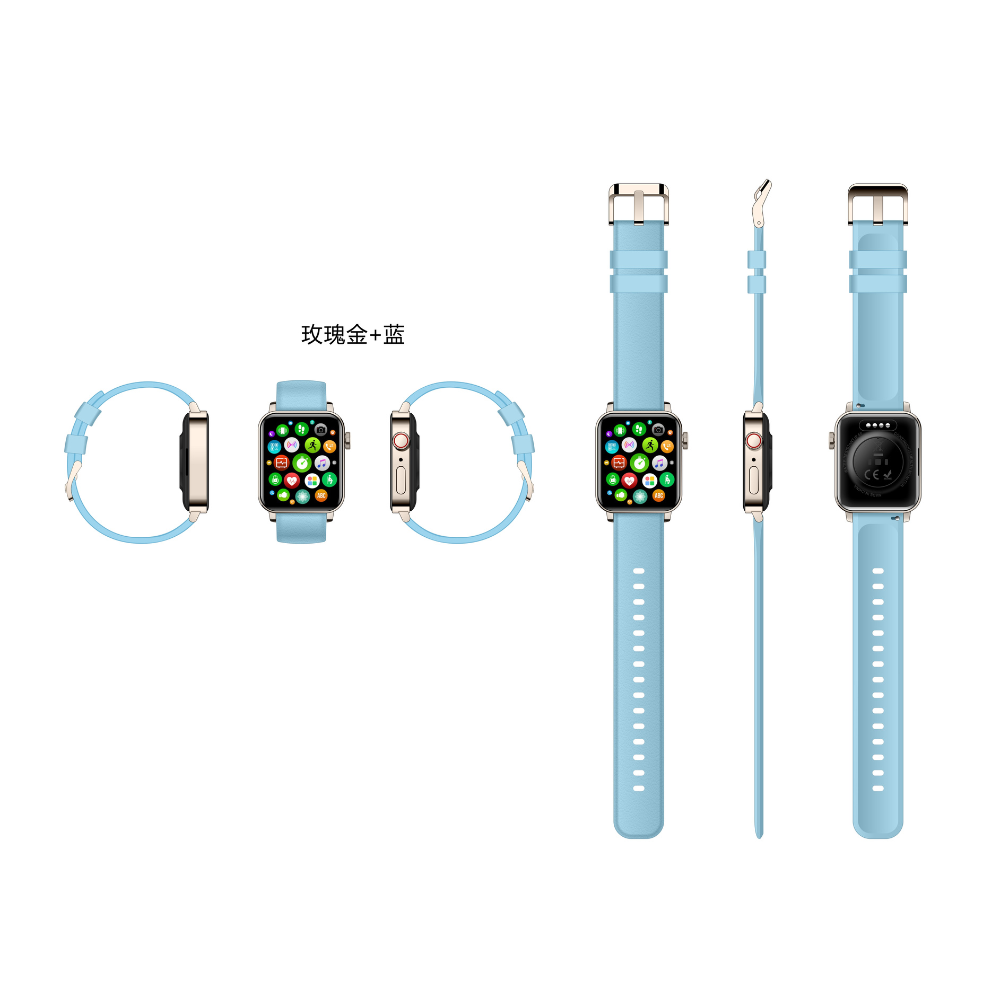 BW107 Bluetooth Watch - Rose Gold + Blue - 20230320